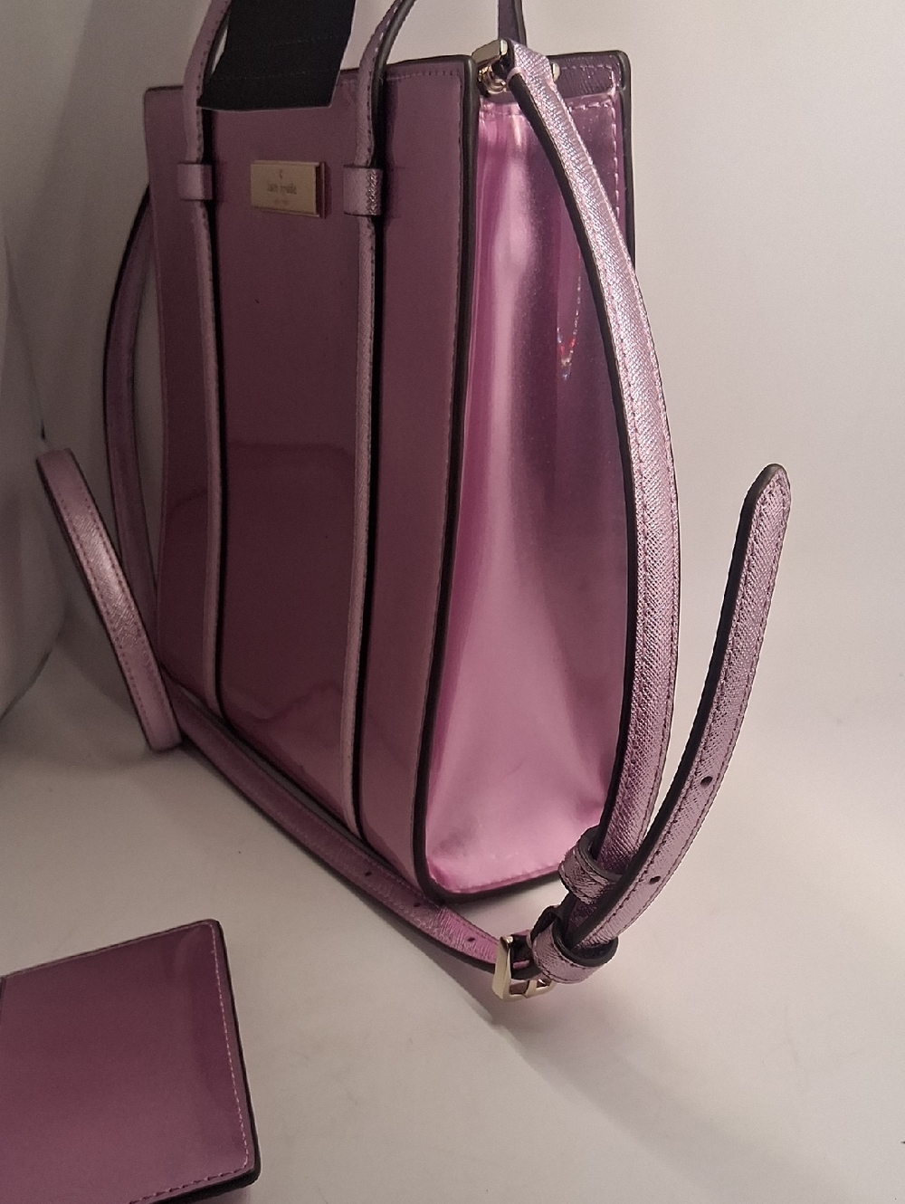 kate spade Metallic Lavender-Pink Mini Tote with Card Holder - Picture 3 of 14